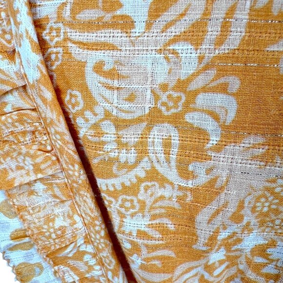 French Connection Adena Floral Metallic Ruffle Dress in Oak Bluff Yellow Size 6 - Picture 7 of 10